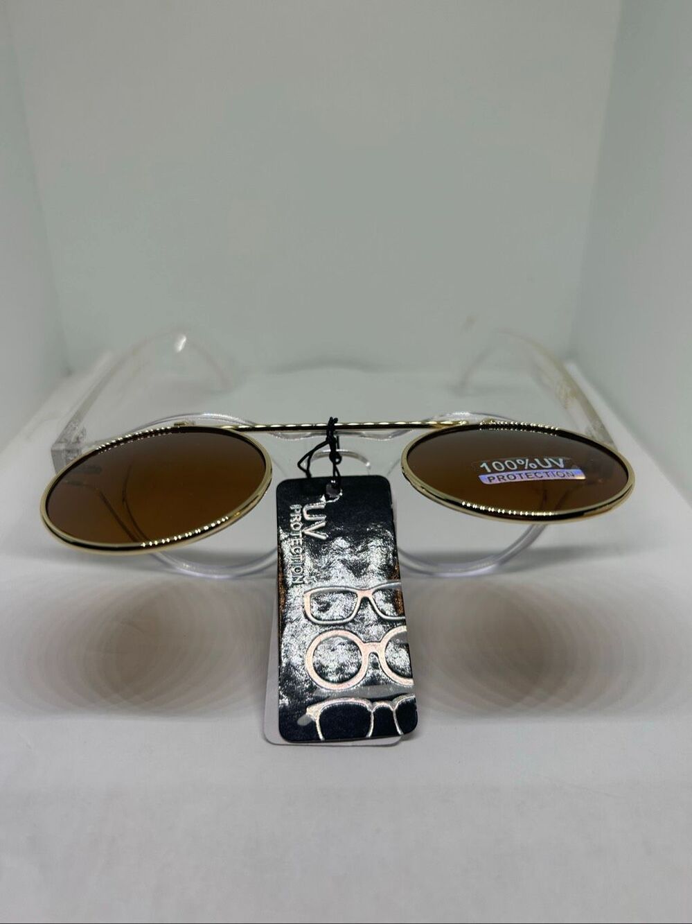Flip Up Hippie Retro Round Yellow Frame & Lens Sunglasses - Picture 3 of 4